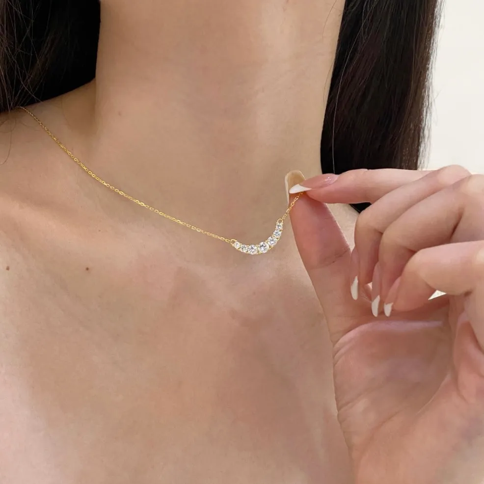 Crystal Curved Bar Necklace