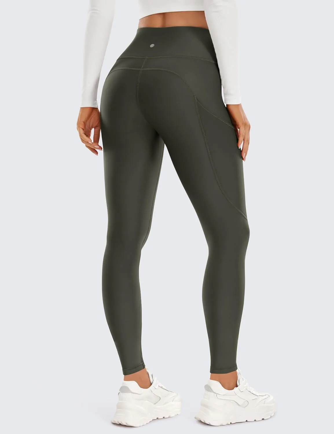 CRZ YOGA Thermal Fleece Lined Leggings Women 28'' - Winter Warm High Waisted Hiking Pants with Pockets Workout Running Tights