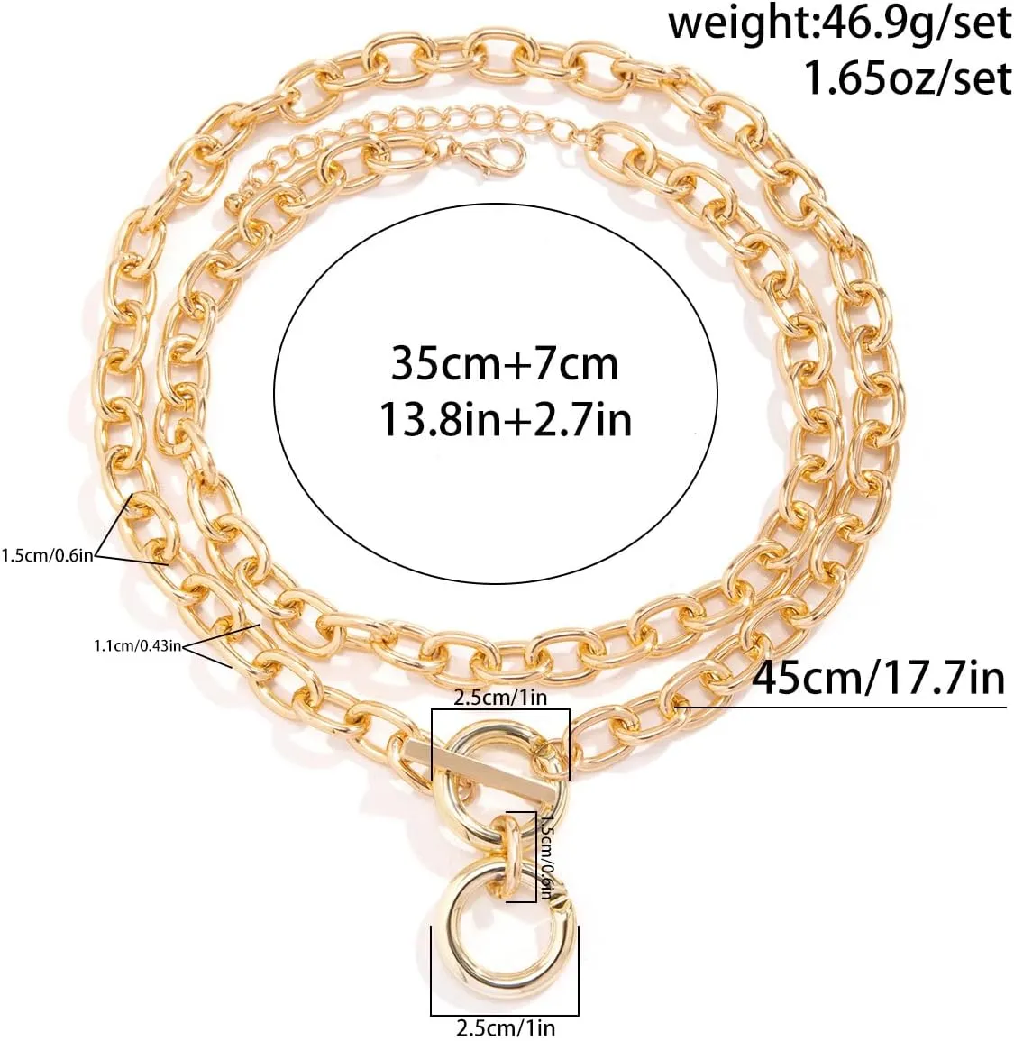 CSIYANJRY99 Chunky Gold Necklaces for Women,Multilayer Punk 80s Hip Hop Necklace,Layered Cuban Link Chain Statement Necklace 90s Freaknik Outfit Accessories for Women