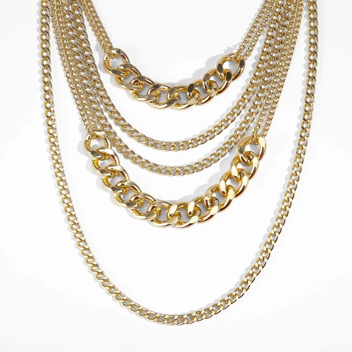 CSIYANJRY99 Chunky Gold Necklaces for Women,Multilayer Punk 80s Hip Hop Necklace,Layered Cuban Link Chain Statement Necklace 90s Freaknik Outfit Accessories for Women