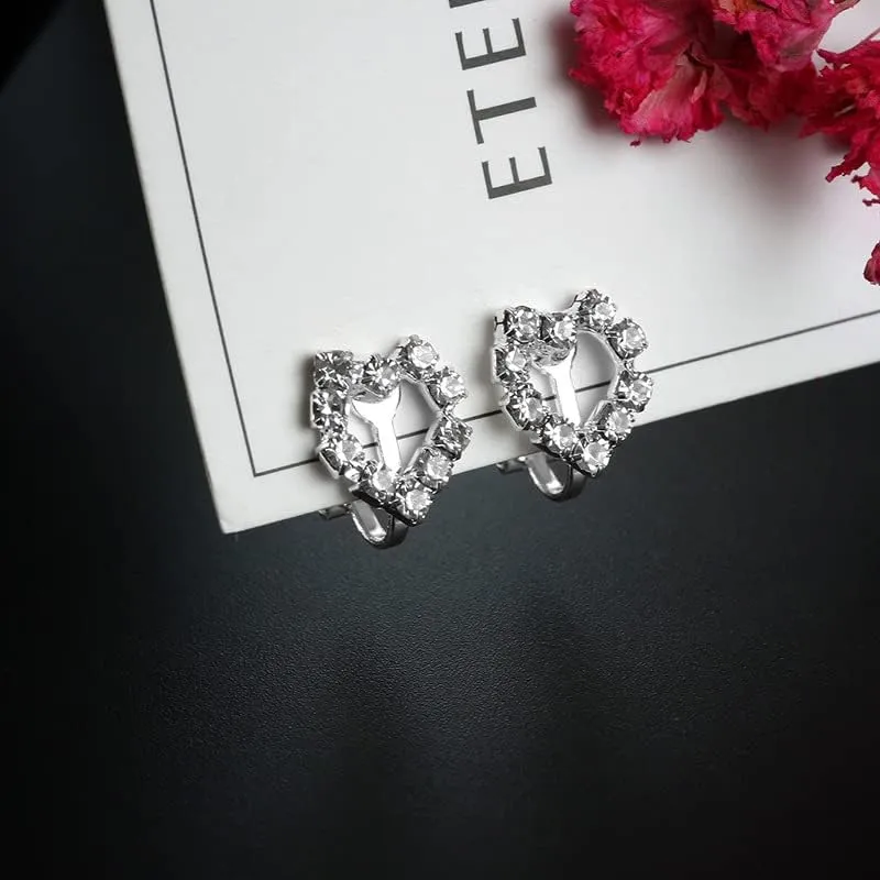 Cubic Zircon Simulated Pearl Geometric Clip on Earrings for Girl Kid Party Charm Without Pierced Earring Women Jewelry
