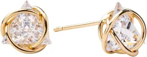 Cubic Zirconia Geometric Gold Knot Stud Earrings for Womens