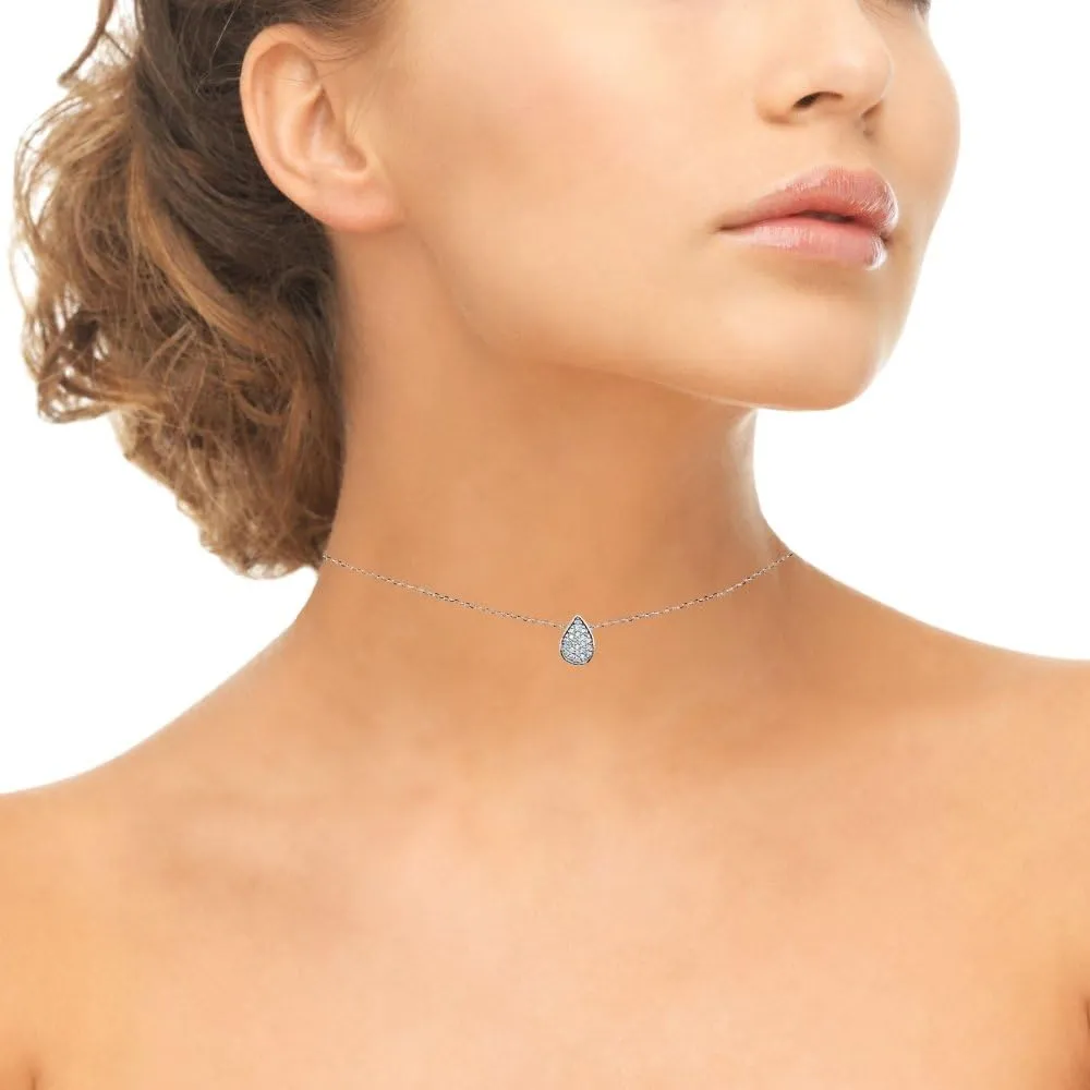 Cubic Zirconia Necklace, Layered Necklaces for Women, Pave Teardrop Necklace, Choker Layering Necklace, Choker Necklace, Dainty Necklace, Choker Necklaces for Women, Gold Necklace for Women