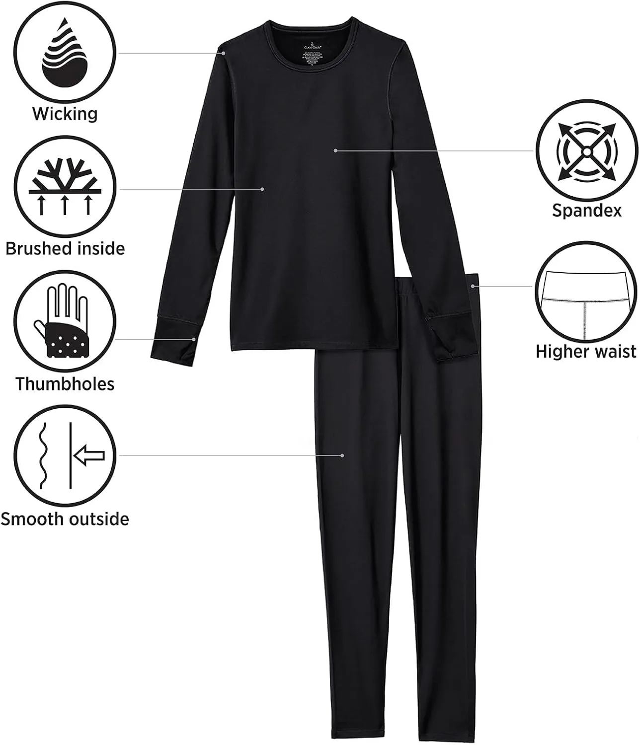 Cuddl Duds Womens Fleece Lined Thermal Base Layer Set  Long Sleeve Shirt & Leggings for Cold Weather  Lounge Set for Women