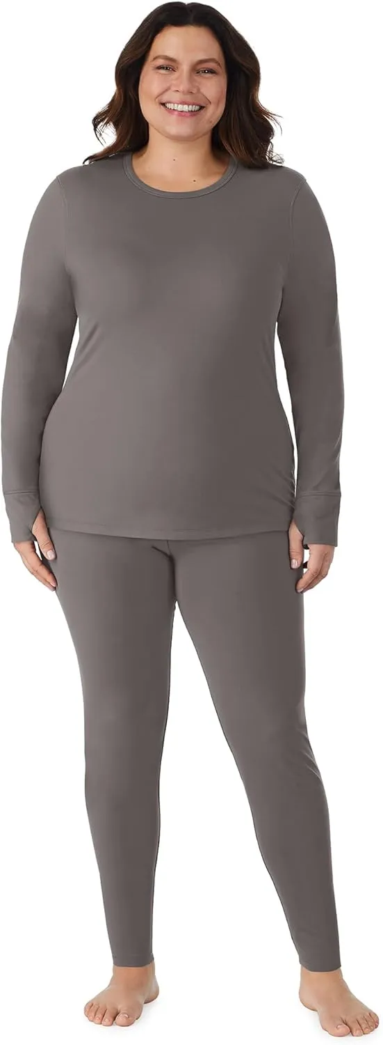 Cuddl Duds Womens Fleece Lined Thermal Base Layer Set  Long Sleeve Shirt & Leggings for Cold Weather  Lounge Set for Women