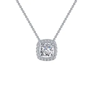 Cushion-Cut Halo Necklace