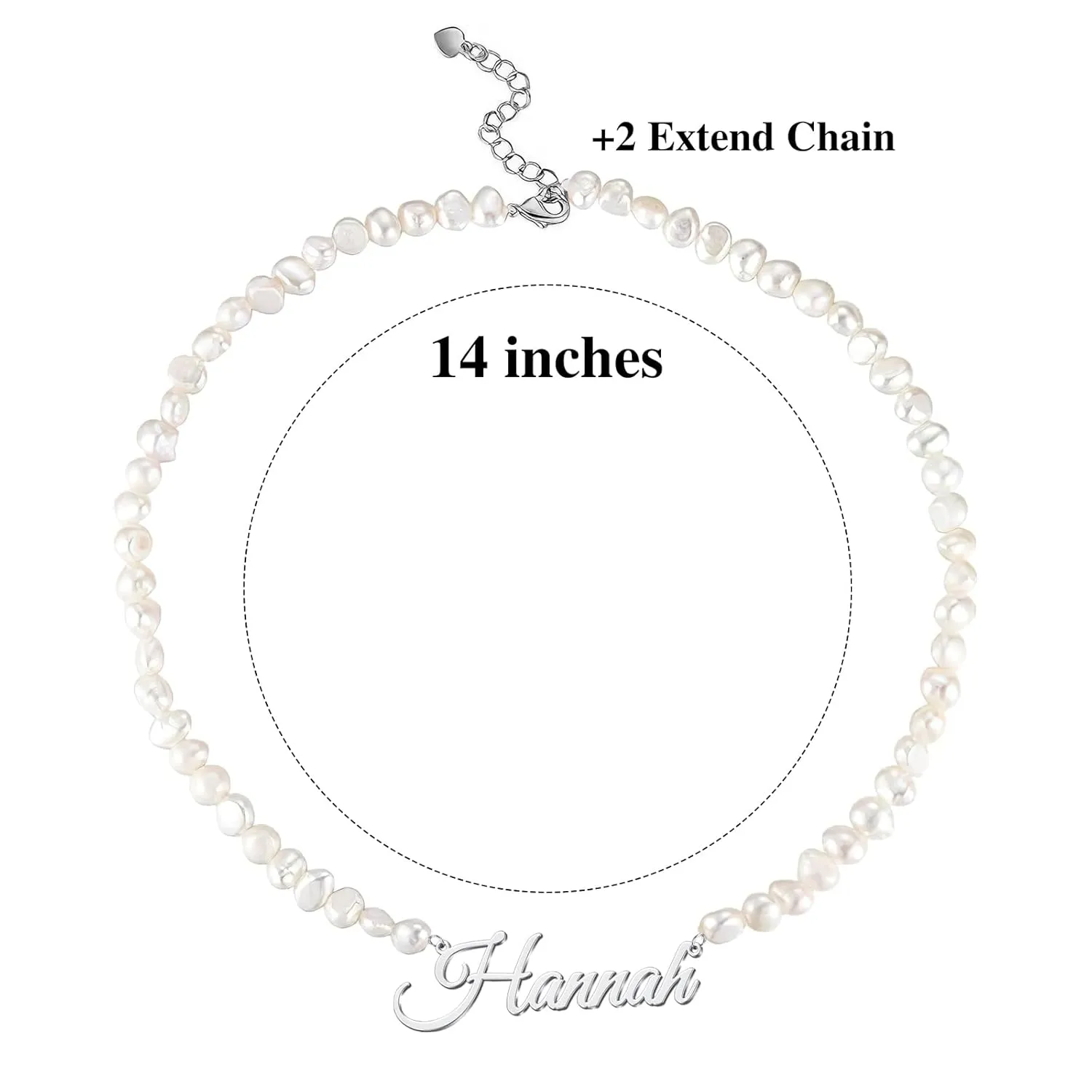 Custom Name Necklace with 6 mm Freshwater Pearl Chain,925 Sterling Silver Personalized Pearl Choker Necklace Customized Wedding Gifts for Bride Bridesmaid