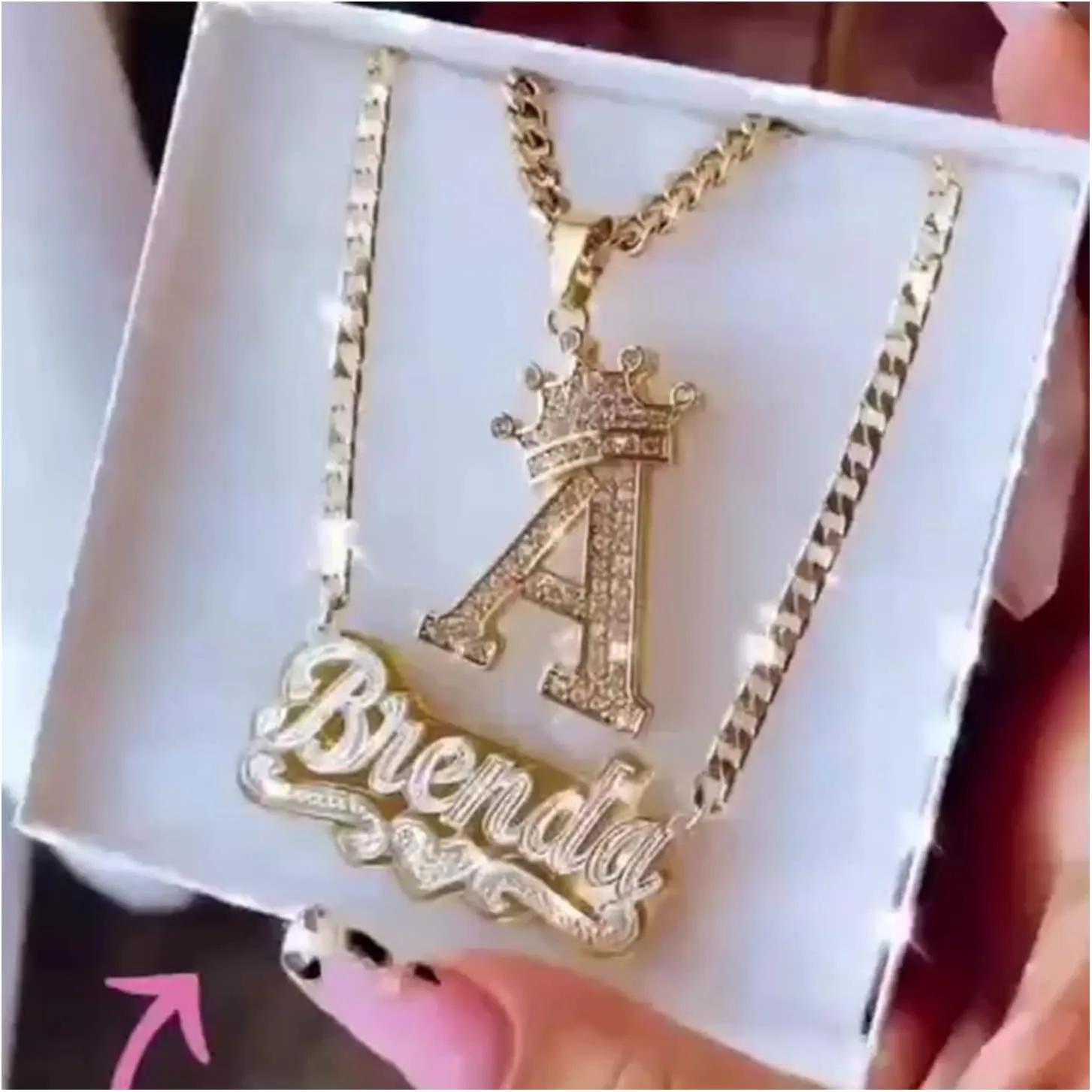 Custom Name Necklace with Heart 18K Gold-Plate Double Plated Name Necklace Personalized Nameplate Necklace Jewelry Gift for Women Girls