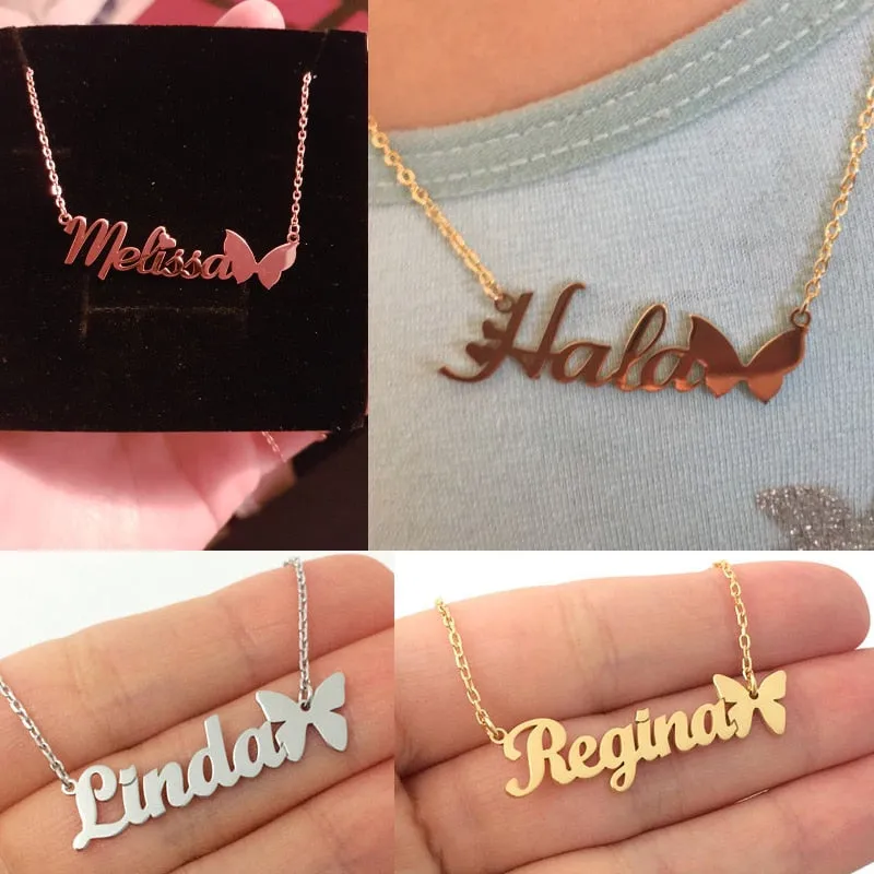 Custom Personalized Name Necklace With Angel Wings