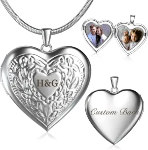 Custom Photo Heart Locket Necklace for Women, Personalized Memorial Locket Jewelry Gift for Mom Wife, Valentine's Day Birthday Anniversary