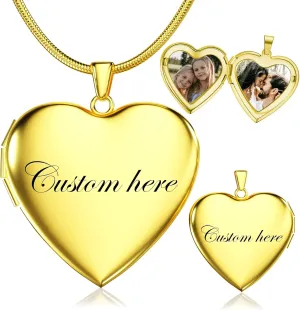 Custom Photo Heart Locket Necklace for Women, Personalized Memorial Locket Jewelry Gift for Mom Wife, Valentine's Day Birthday Anniversary