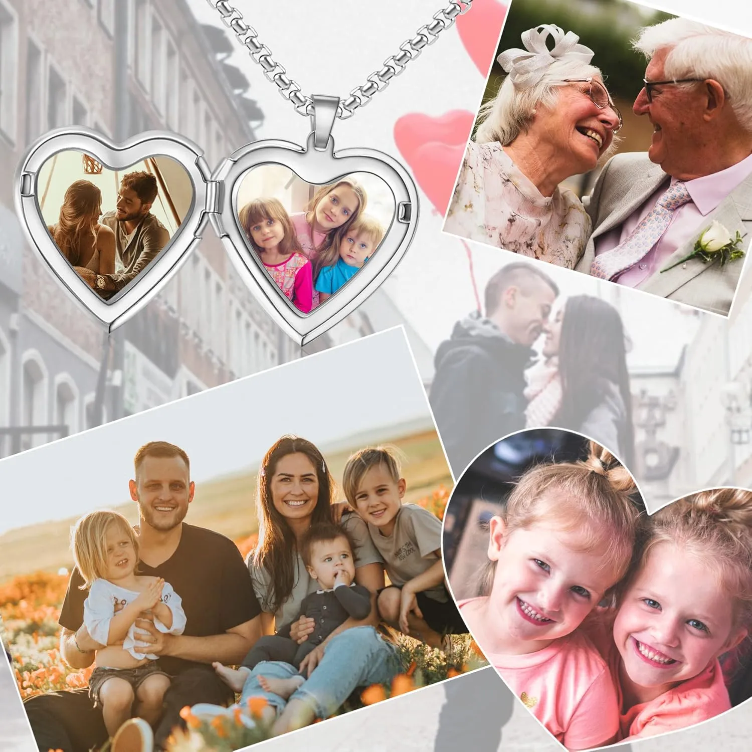 Custom Photo Heart Locket Necklace for Women, Personalized Memorial Locket Jewelry Gift for Mom Wife, Valentine's Day Birthday Anniversary
