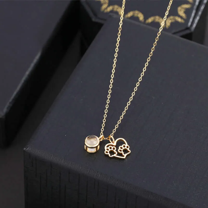 Cute Paw Pet Necklace with Picture Inside