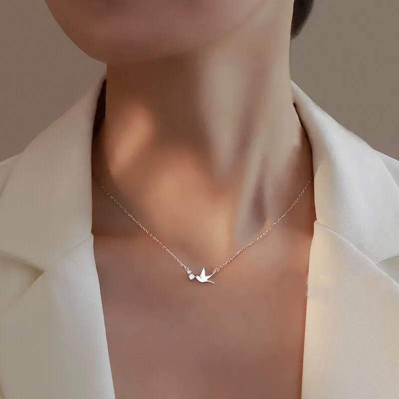 Cute Swallow Silver Clavicle Necklace