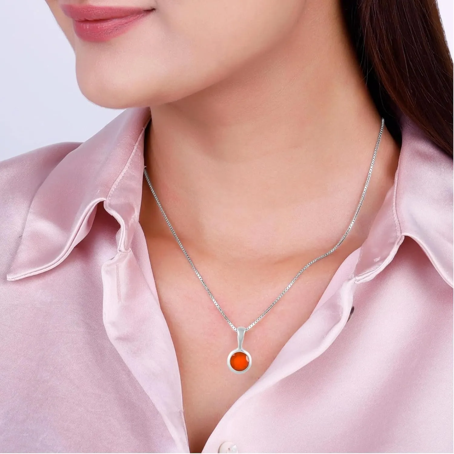 Dainty 8MM Natural Gemstone Pendant Necklace Solitaire Necklace Sterling Silver Natural Gemstone Pendant Necklaces Gold Necklaces for Women