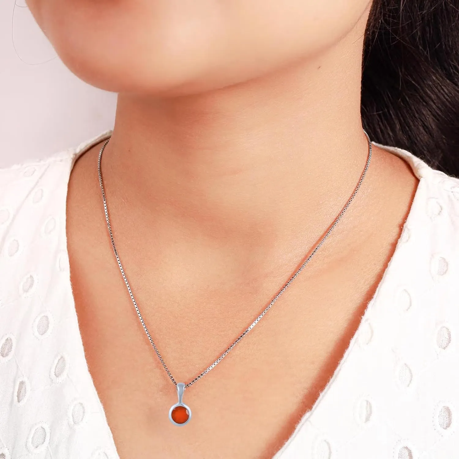 Dainty 8MM Natural Gemstone Pendant Necklace Solitaire Necklace Sterling Silver Natural Gemstone Pendant Necklaces Gold Necklaces for Women