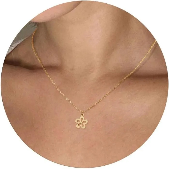 Dainty Gold Necklaces for Women 14K Gold Plated Cute Love Layered Necklace Trendy Beaded Necklace Minimalist Pendant Necklace Elegant Cuban Gold Necklace for Women Handmade Jewelry