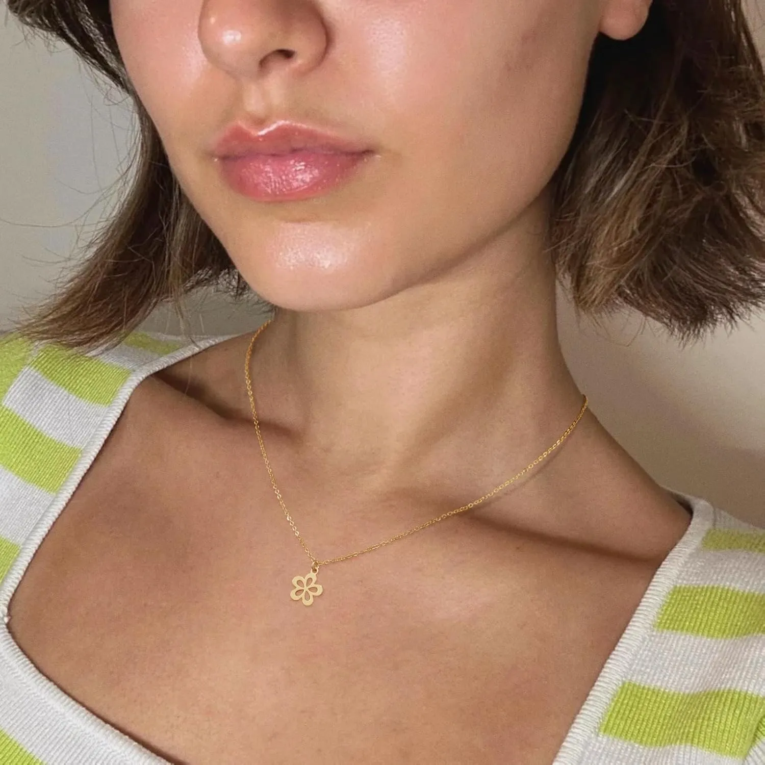 Dainty Gold Necklaces for Women 14K Gold Plated Cute Love Layered Necklace Trendy Beaded Necklace Minimalist Pendant Necklace Elegant Cuban Gold Necklace for Women Handmade Jewelry