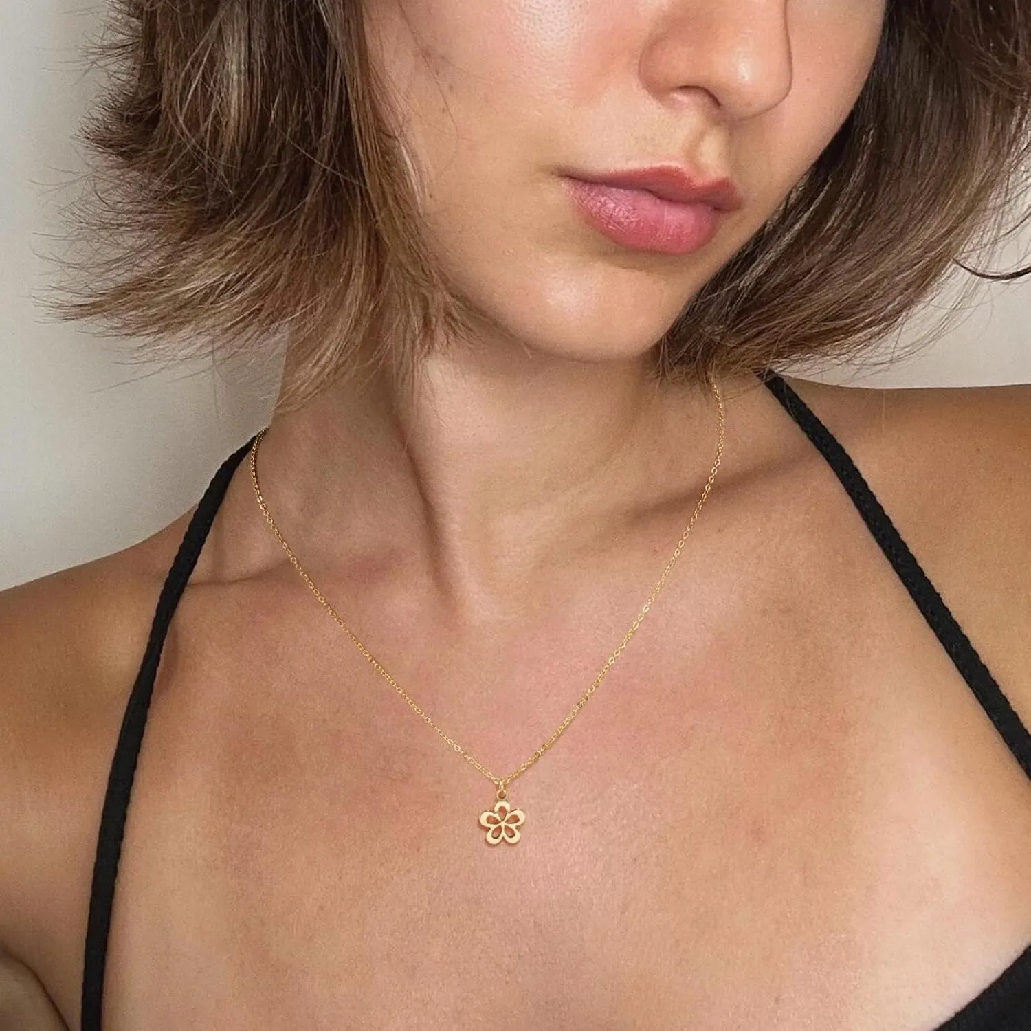 Dainty Gold Necklaces for Women 14K Gold Plated Cute Love Layered Necklace Trendy Beaded Necklace Minimalist Pendant Necklace Elegant Cuban Gold Necklace for Women Handmade Jewelry