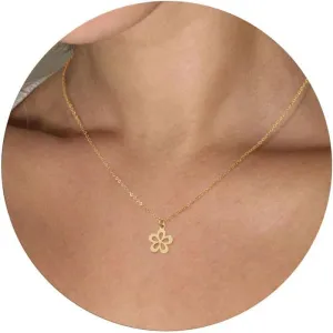 Dainty Gold Necklaces for Women 14K Gold Plated Cute Love Layered Necklace Trendy Beaded Necklace Minimalist Pendant Necklace Elegant Cuban Gold Necklace for Women Handmade Jewelry