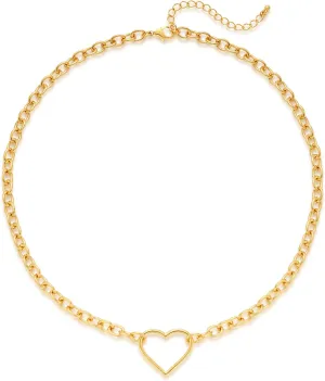 Dainty Gold Necklaces for Women with Love Heart Charm Minimalist Heart Choker Pendant Necklace Fashion Gold Chain Necklace
