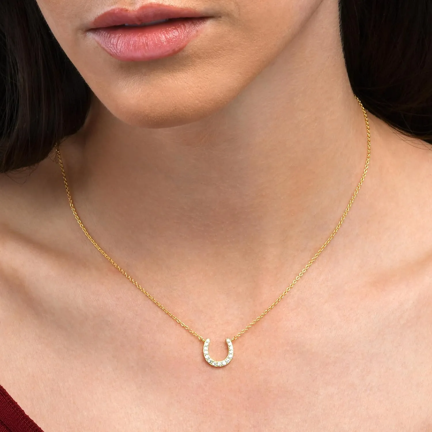 Dainty Horseshoe Necklace in 925 Sterling Silver, Cute Sterling Silver Horseshoe Pendant Necklace for Women in Silver, Gold or Rose Gold, Silver Jewelry for Women