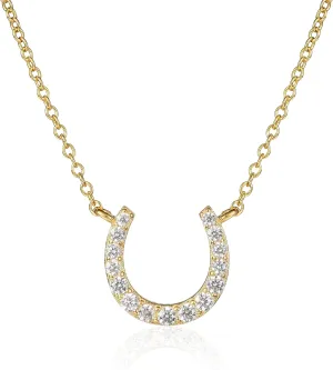 Dainty Horseshoe Necklace in 925 Sterling Silver, Cute Sterling Silver Horseshoe Pendant Necklace for Women in Silver, Gold or Rose Gold, Silver Jewelry for Women