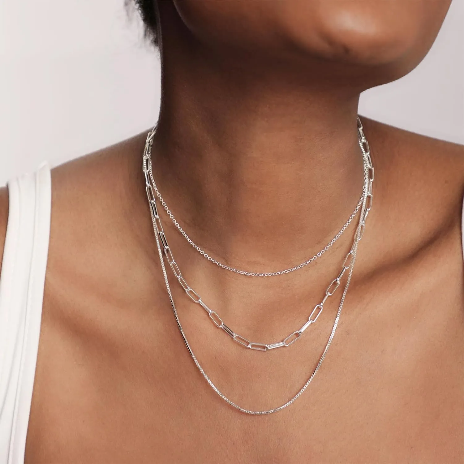 Dainty Layered Necklaces for Women Trendy Layered Gold Necklace Paperclip Box Chain Layered Necklace Set Jewelry Gifts for Women