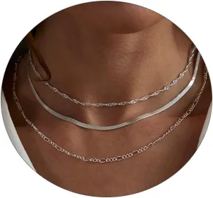 Dainty Layered Necklaces for Women Trendy Layered Gold Necklace Paperclip Box Chain Layered Necklace Set Jewelry Gifts for Women