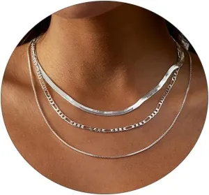 Dainty Layered Necklaces for Women Trendy Layered Gold Necklace Paperclip Box Chain Layered Necklace Set Jewelry Gifts for Women