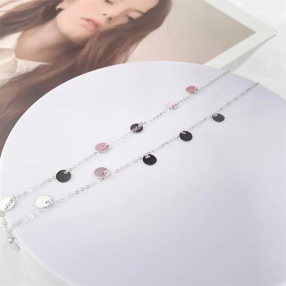 Dainty Multi Disc Choker Necklace for Women Minimalist 925 Sterling Silver 14K Gold Plated Small Round Disc Coin Simple Statement Chain Adjustable Choker Necklaces Fashion Jewelry Birthday Christmas Gifts Her Bff Birthday