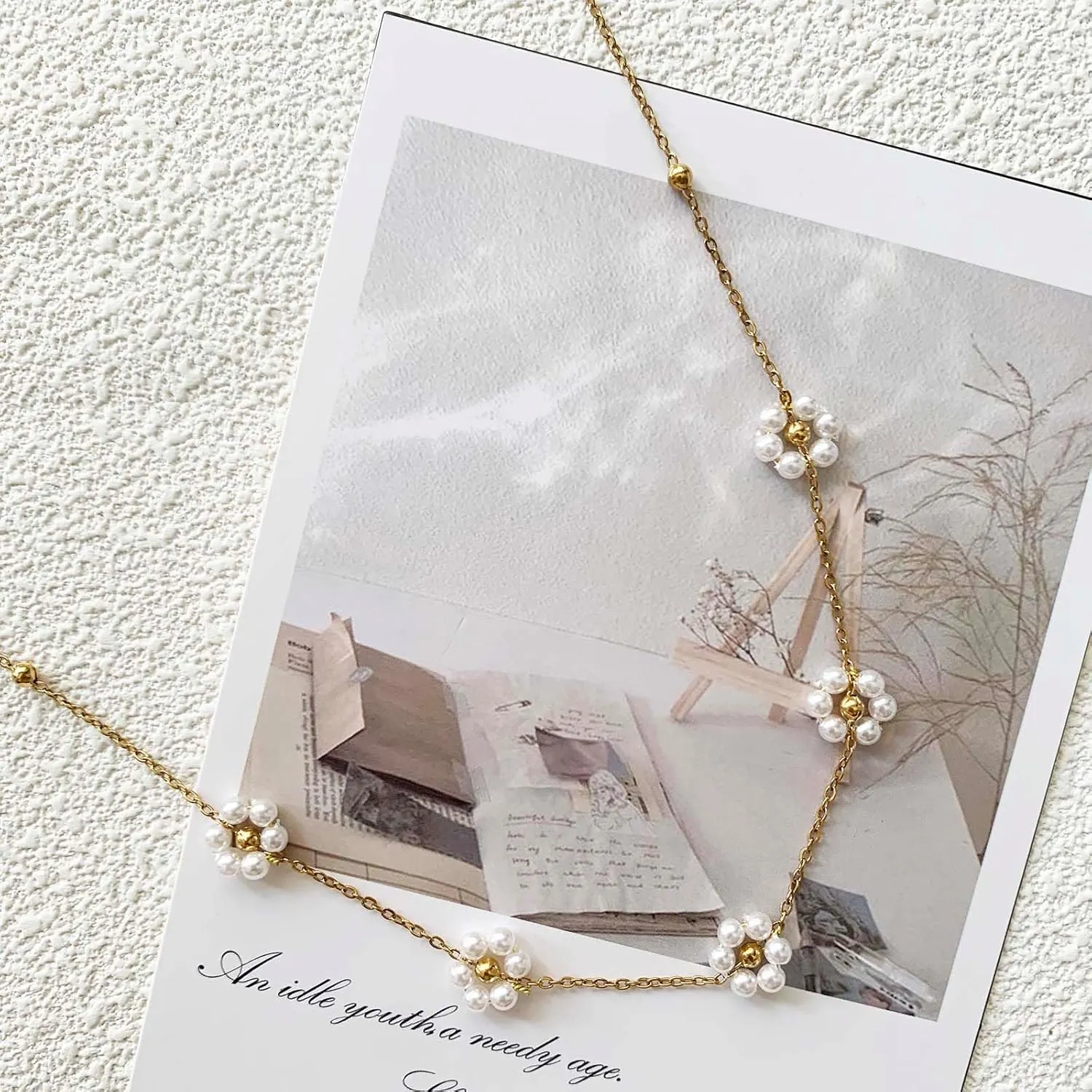 Dainty Pearl Choker Necklace Trendy Gold Necklaces Jewelry for Women