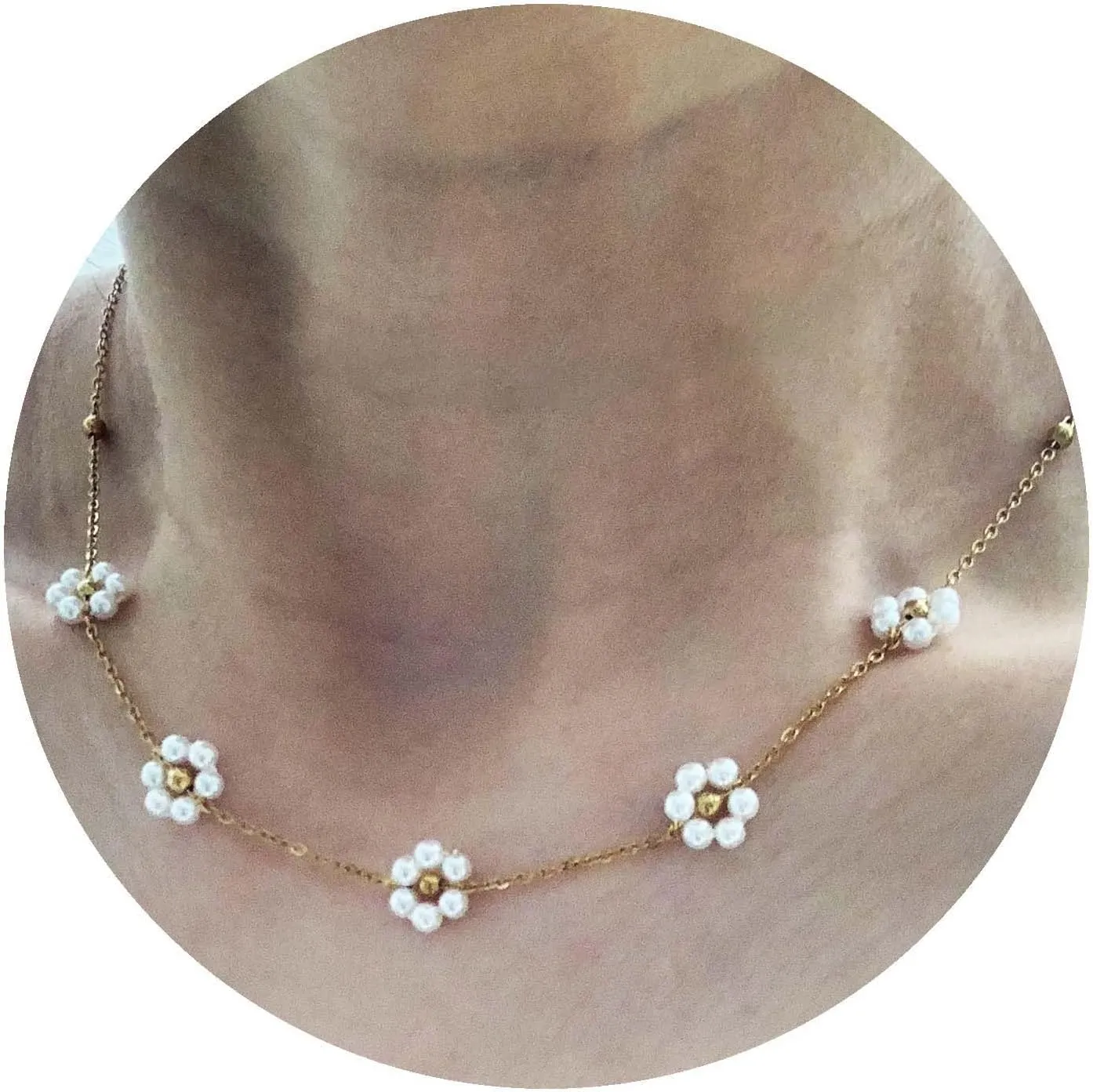 Dainty Pearl Choker Necklace Trendy Gold Necklaces Jewelry for Women