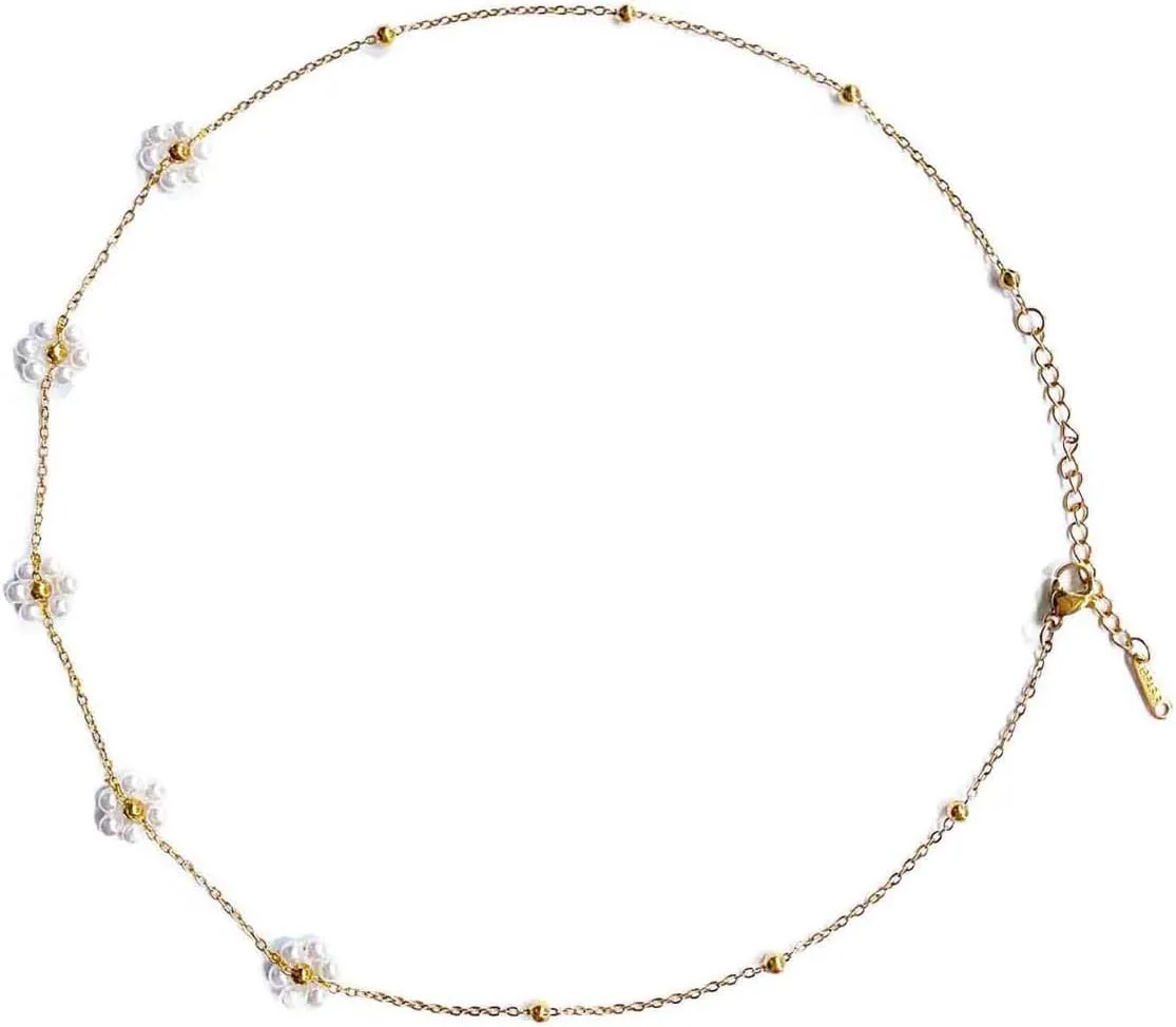 Dainty Pearl Choker Necklace Trendy Gold Necklaces Jewelry for Women