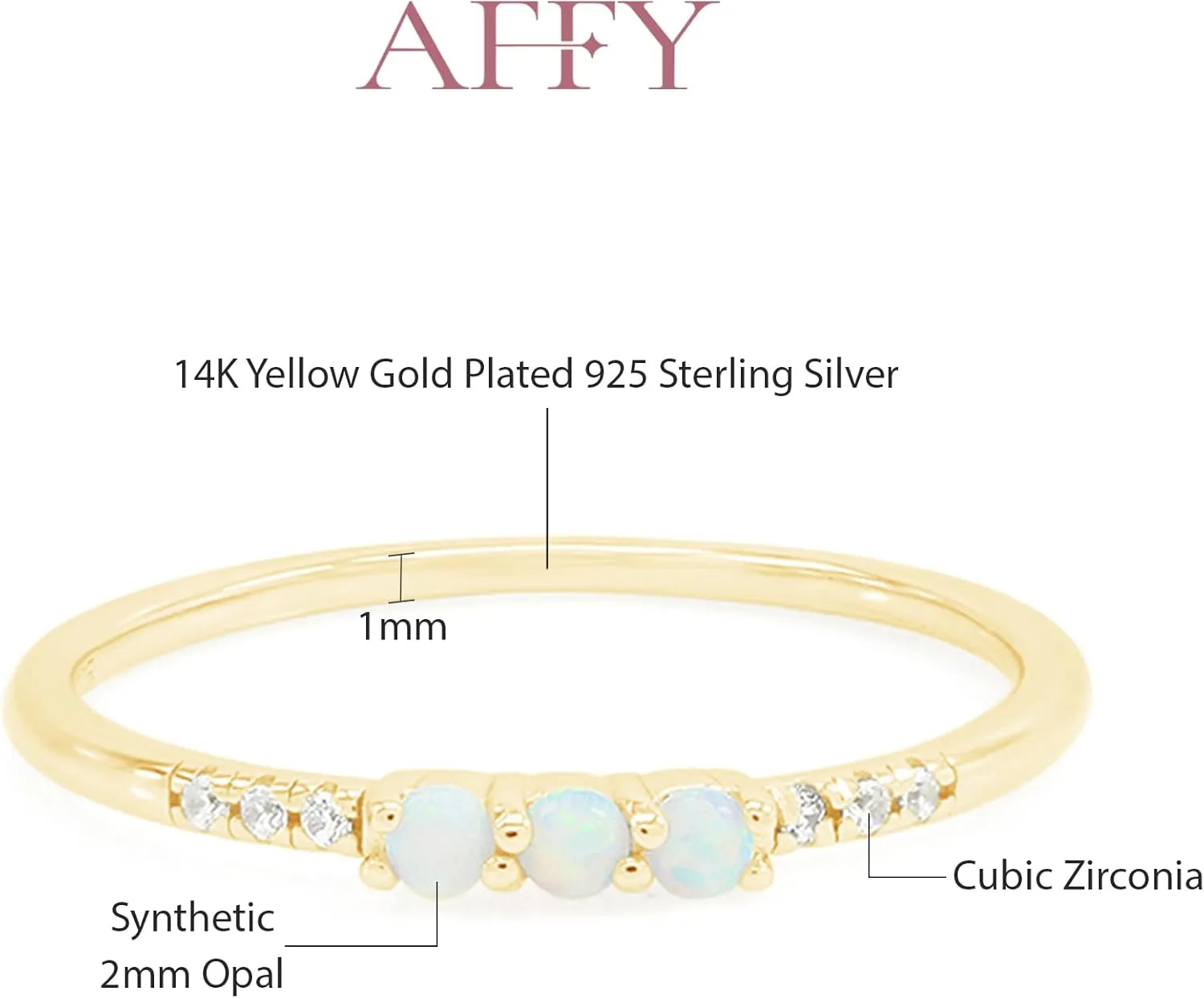 Dainty Stackable Three Round Shape Stone, Synthetic Opal Wedding Bridal Engagement Ring Band for her in 10K Solid Gold or Sterling Silver, Jewelry Gift For Her