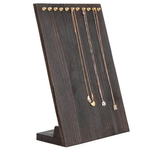 Dark Burnt Wood Necklace Holder Stand
