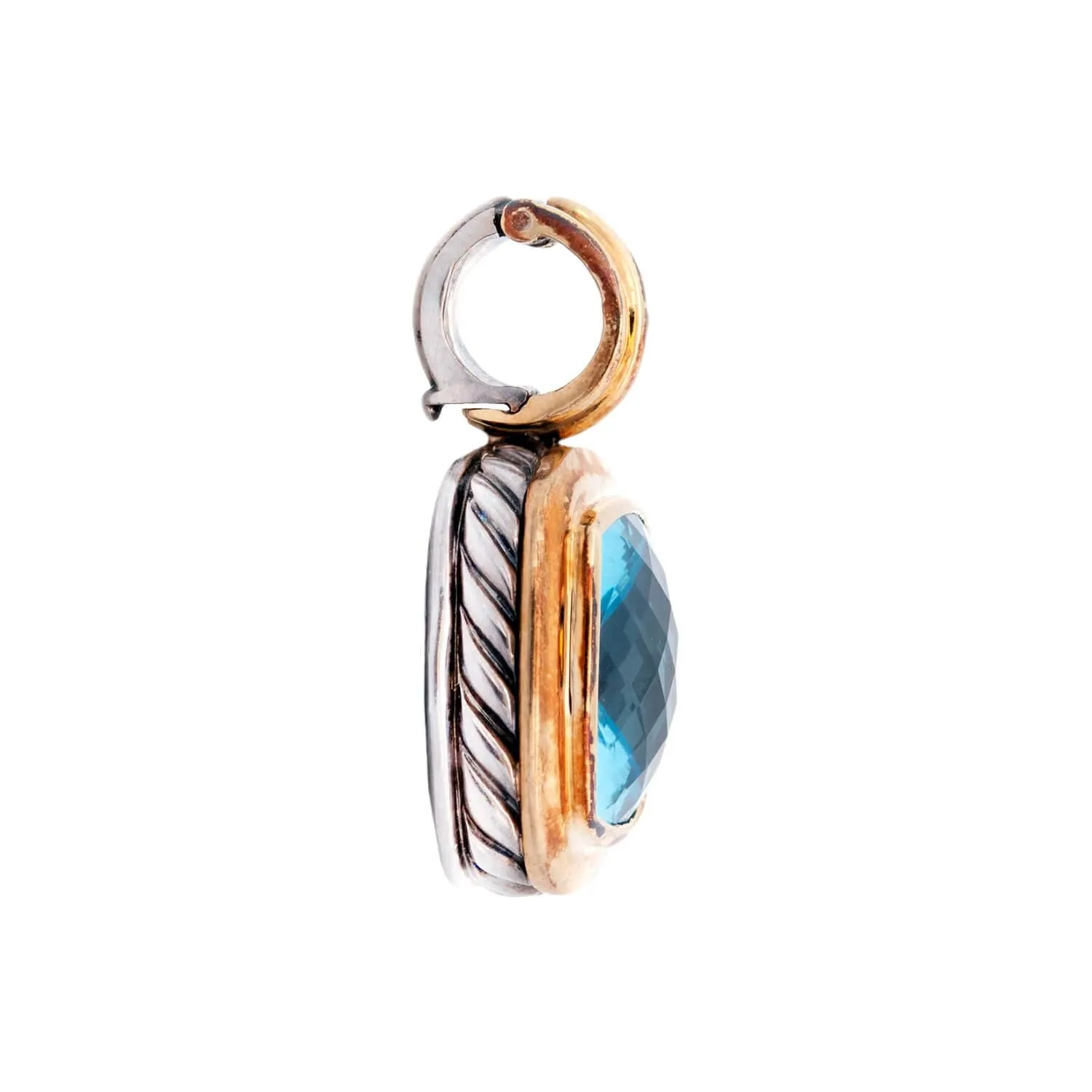DAVID YURMAN Estate 18K/Sterling Silver Blue Topaz Pendant