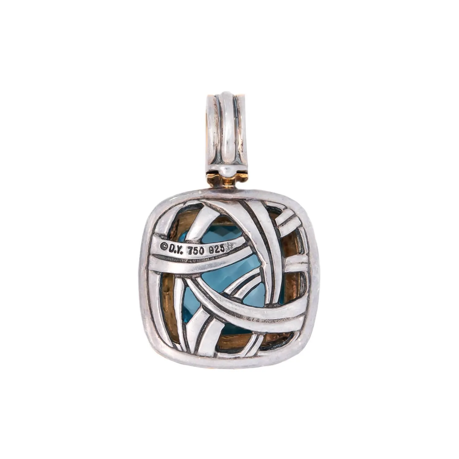 DAVID YURMAN Estate 18K/Sterling Silver Blue Topaz Pendant