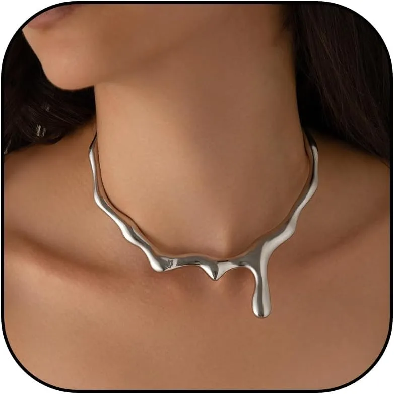 Dcfywl731 Chunky Gold Necklace Statement Necklace for Women Dainty Gold Chunky Irregular Choker Necklaces for Women Trendy Gifts