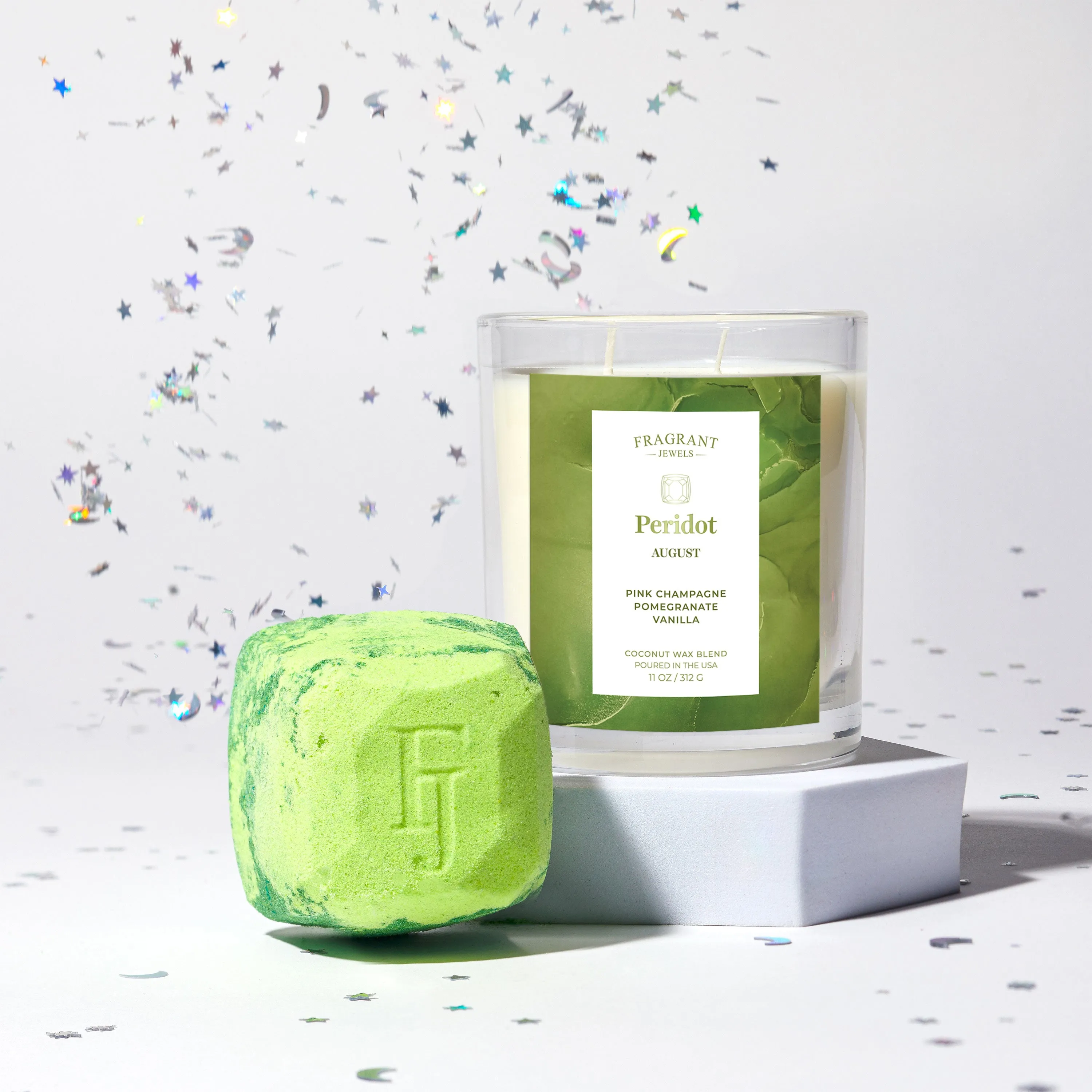 December Turquoise Birthstone Charm - Candle and Bath Bomb Set