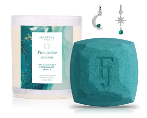 December Turquoise Birthstone Charm - Candle and Bath Bomb Set