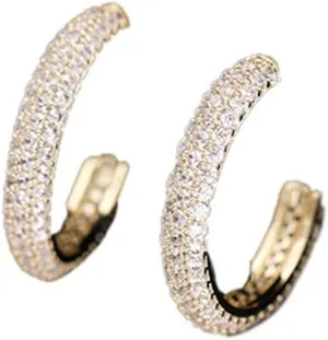 Design Personality Earrings Temperament Geometric Zircon Earrings Hoop Earrings