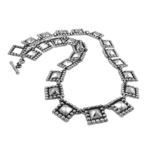 Designer Maria Belen Taxco Hallmarked Sterling Silver Square Pyramid Necklace