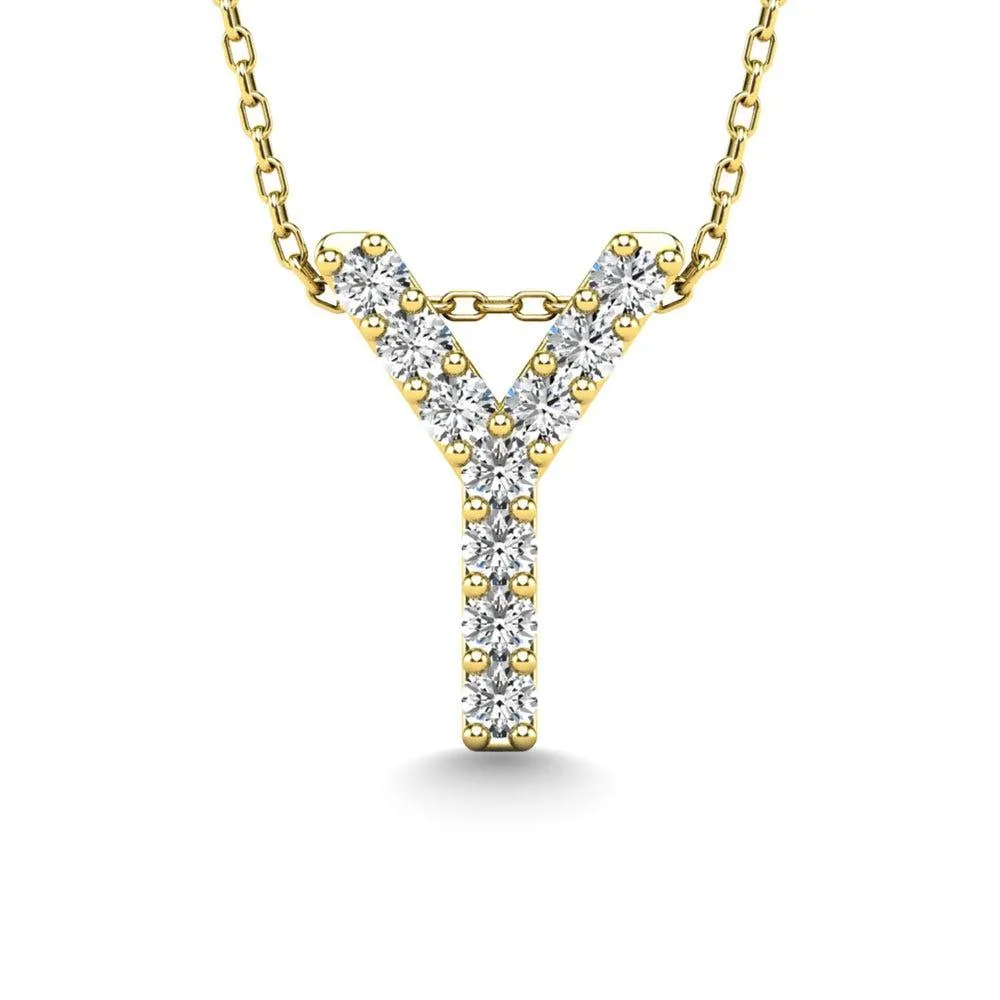 Diamond 1/10 Ct.Tw. Letter Y Pendant in 14K Yellow Gold"