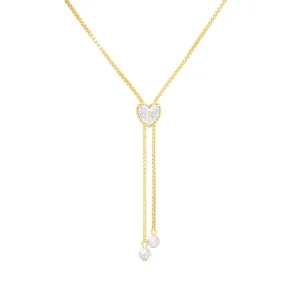 Diamond Accent Adjustable Heart Necklace in 14k Gold Plate
