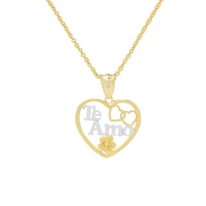 Diamond Accent Te Amo Heart 18'' Necklace in 14k Gold Plated
