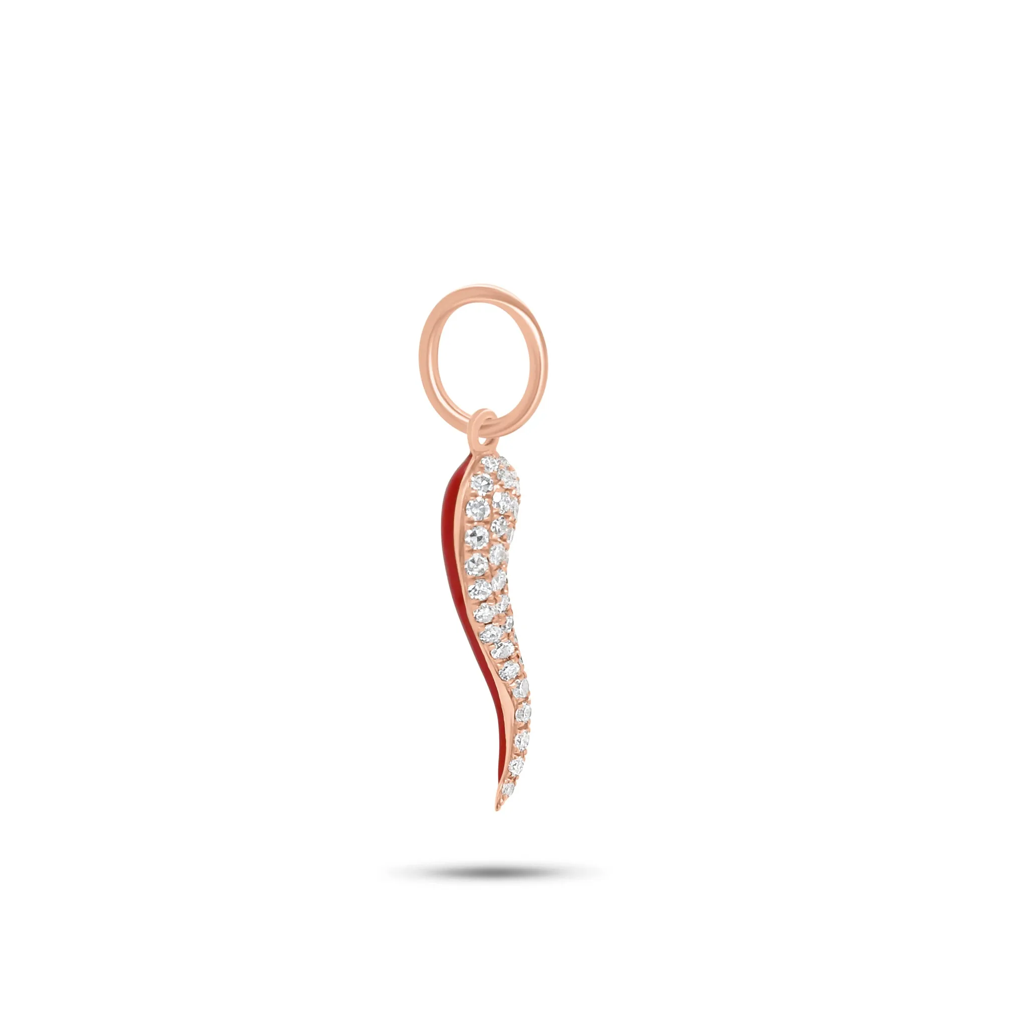 Diamond & Enamel Italian Horn Pendant