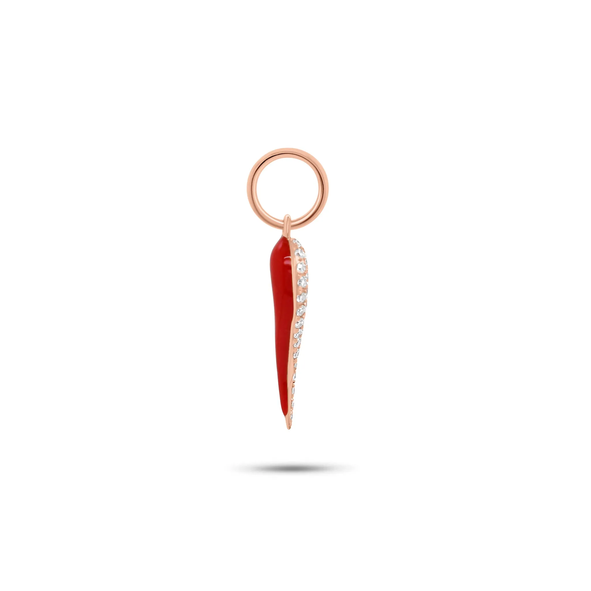 Diamond & Enamel Italian Horn Pendant