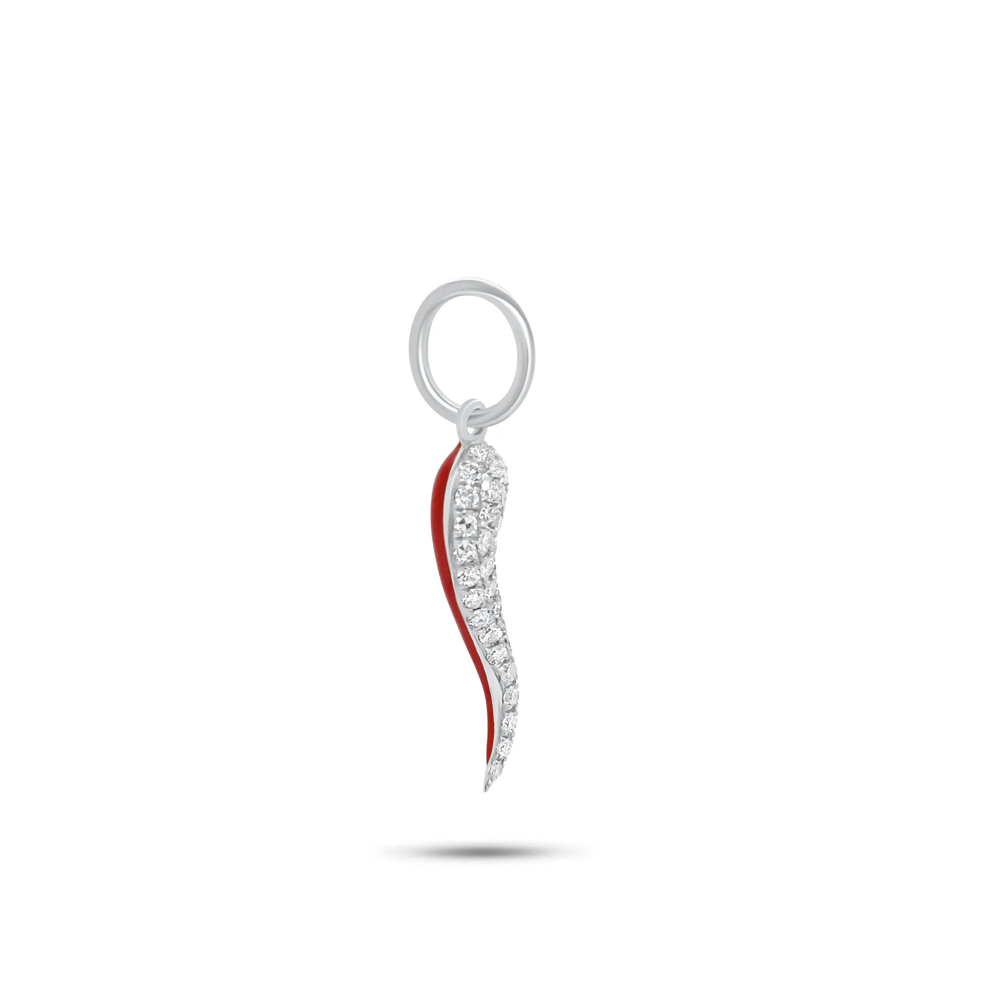 Diamond & Enamel Italian Horn Pendant