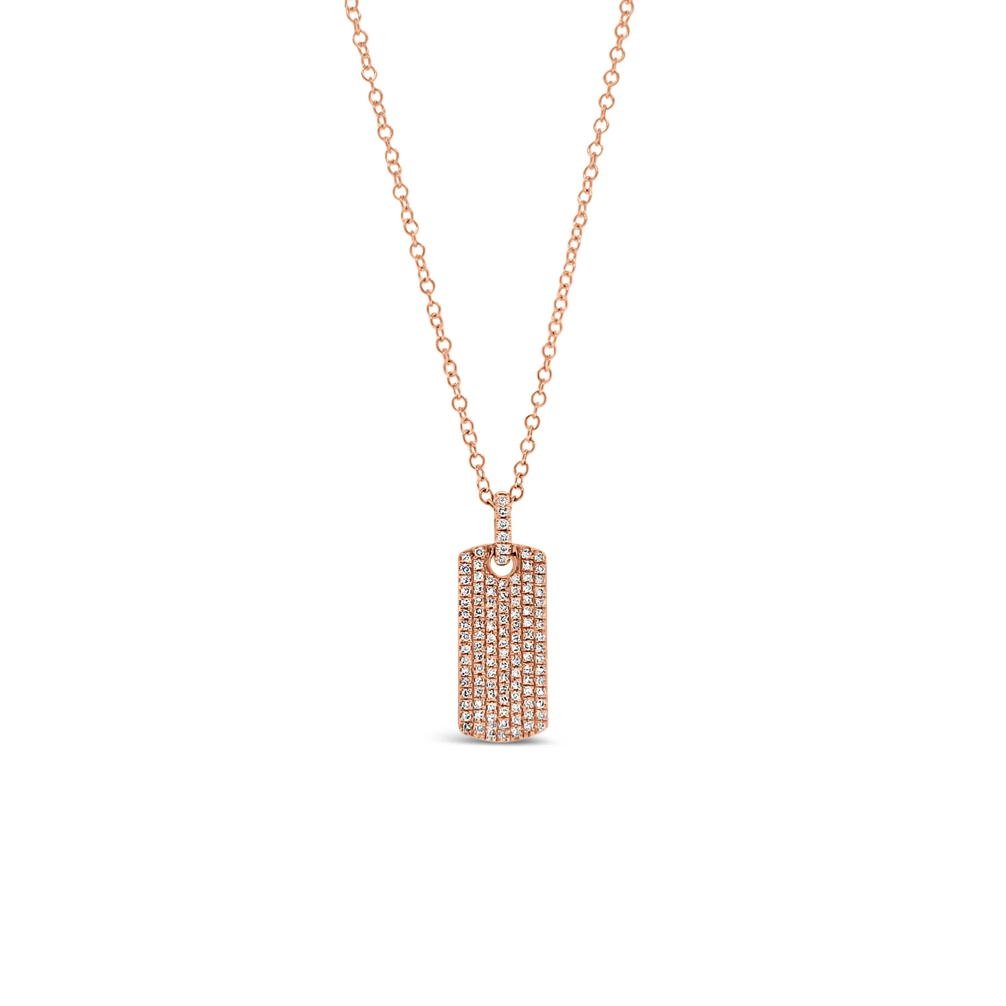 Diamond Dog Tag Necklace with Diamond Bail
